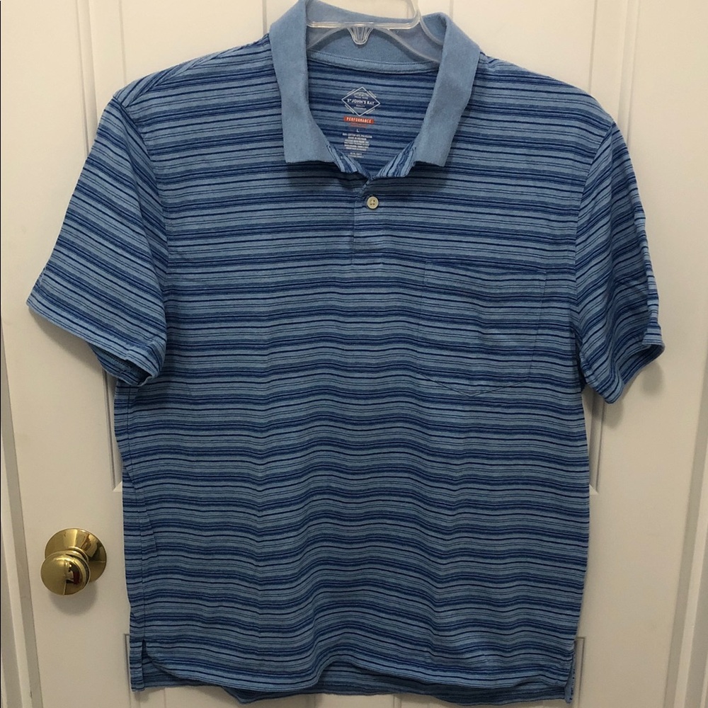 St. John's Bay Blue Patterned Polo Shirt